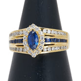 K18YG イエローゴールド サファイア0.77ct ダイヤD0.44ct リング 指輪 レディース 12号 【中古】